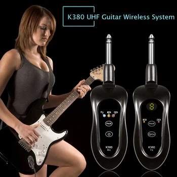 

K380 UHF Guitar Wireless System Transmitter Receiver with Built-in Battery