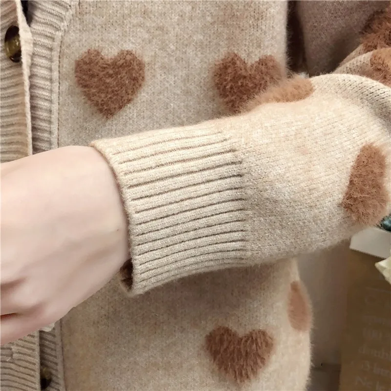 OLGITUM/свитер с надписью «Love», кардиган для девочек на осень и зиму, розовый, синий, корейский милый вязаный кардиган с v-образным вырезом, верхняя одежда