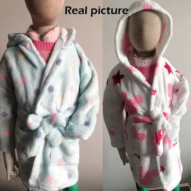 Children Bath Robes Flannel Winter Kids Sleepwear Robe Infant Pijamas Nightgown For Boys Girls Pajamas 10-2 Years Baby Clothes 5