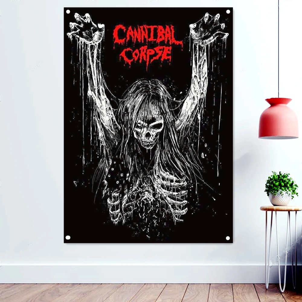 Металлическая иллюстрация иконы смерти подвесной флаг CANNIBAL CORPES череп