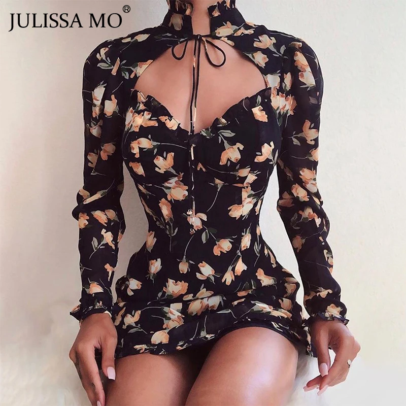 Женское винтажное платье JULISSA MO с цветочным принтом и высоким воротником на