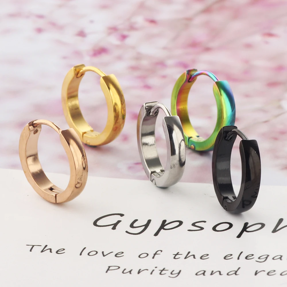 Stainless Steel Mens Womens Hoop Earrings Huggie Ear Piercings Ear Clip Clicker for girl body fashion earrings