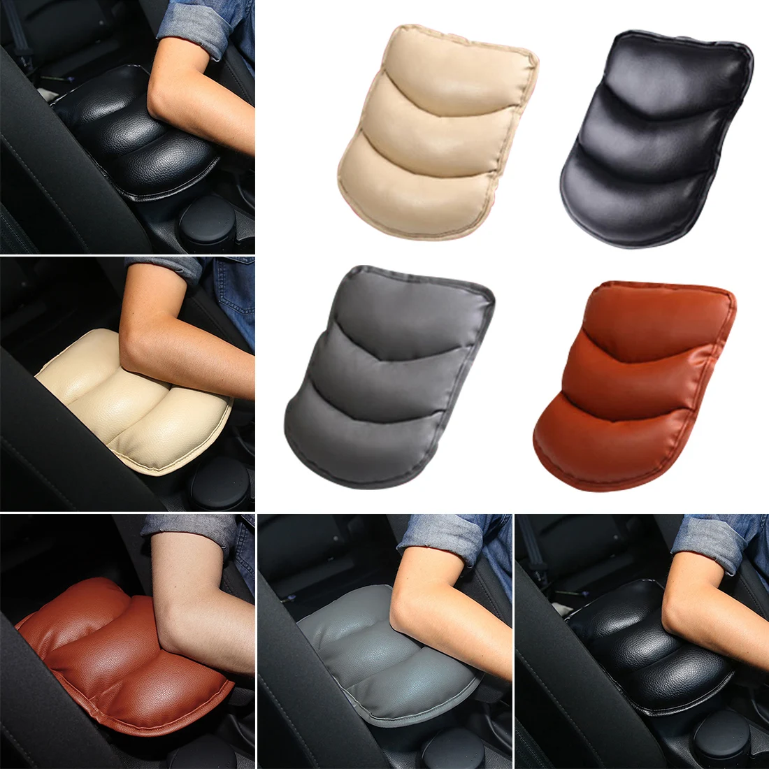 

Cars Storage Box Mat Car Armrest Cover Dust-proof Cushion Cover Anti-fatigue Car Armrest Mat Universal PU Leather Car Seat Cover