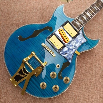 

Free delivery, 6-string semi hollow electric guitar, double f-hole, can be customized.