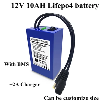 

12V 10Ah Lifepo4 Lithium Battery Pack 12V Bms 4s 30A High Discharge for 300W 360W E-scooter Ebike Power Tools+14.6V 2A Charger