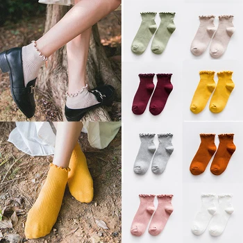 

Cotton Ankle Socks Casual Breathable High Solid Socks Women Fashion'Cute Warm