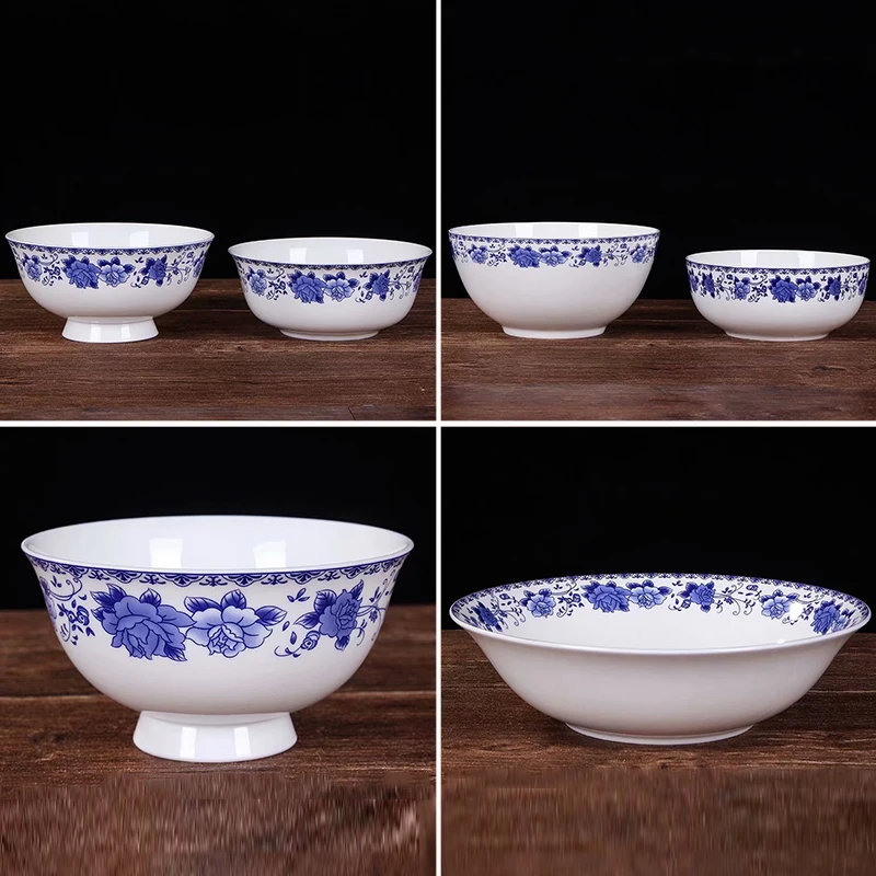 Jingdezhen Blue and White Porcelain Bowl Ceramic Bowls Bone china Tableware Kitchen Soup Noodle Rice Chinese Gift | Дом и сад