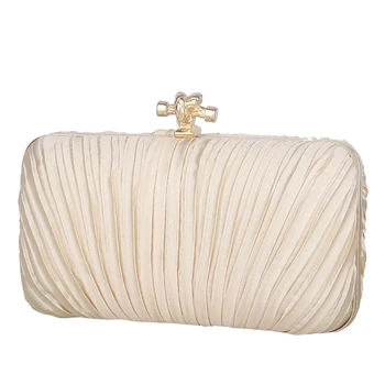 

wedding/party bag Wrinkles Silk Clutch Pearl Hand Vintage Retro Small Package Diagonal Chain bag