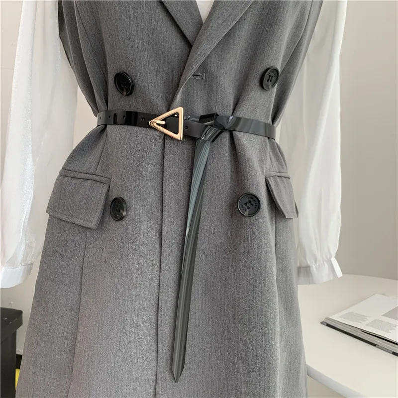 Fashion Transparent Ladies Thin Belt Multicolor Triangle Gold Buckle All-Match Decorative Coat Pants Dress Accessories