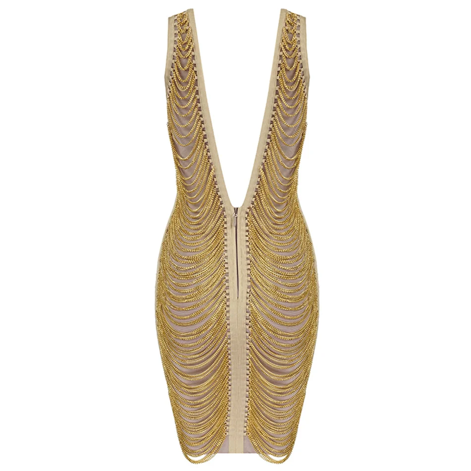 Ornate-Draped-Metal-Chain-Femme-Bandage-Dress-Plunge-V-Neck-Cold-Shoulder-Sleeveless-Mini-V-Back (1)