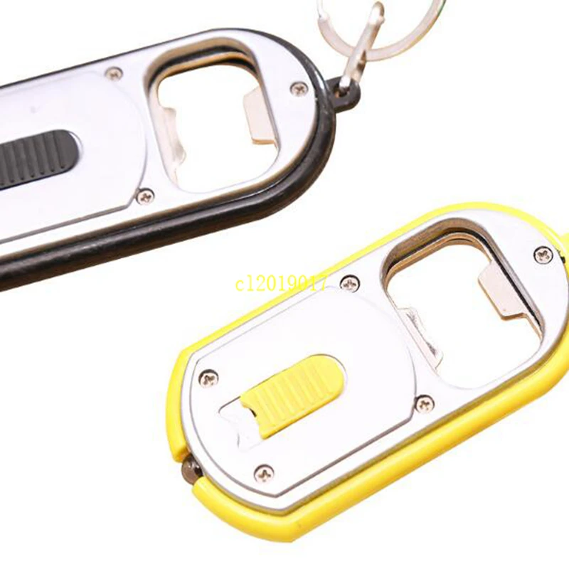 

1000pcs/lot 2-in-1 Multifunctional Opener Cool Bottle Openers With LED Light Opener Keychain Key Ring Lamp Keyrings