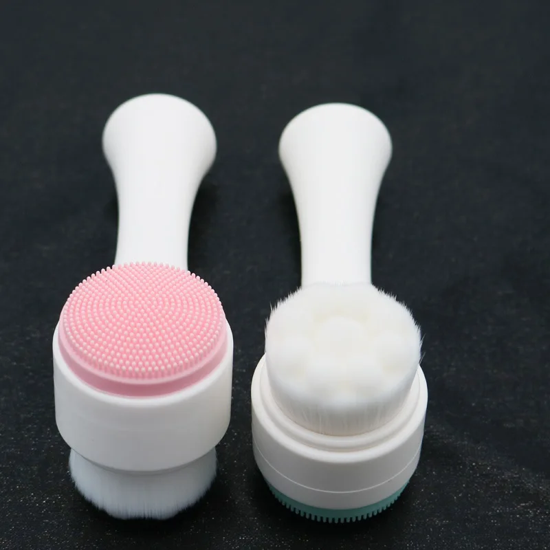 1 шт. Мягкая силиконовая щетка для очищения лица женские кисти для макияжа 3D двойные боковые многофункциональные портативные щетки для чистки лица