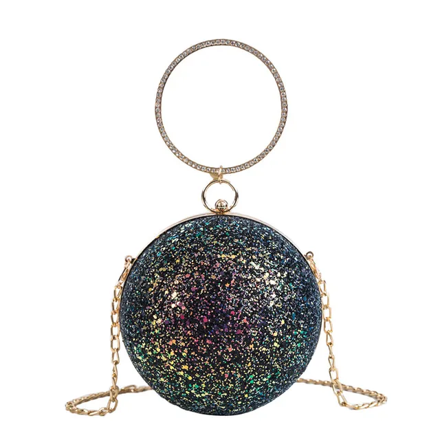 2020 Women Evening Day Clutch Colorful Crystal Diamonds Round Ball Shaped Clutches Lady Handbag Wedding Purse Chain Shoulder Bag 6