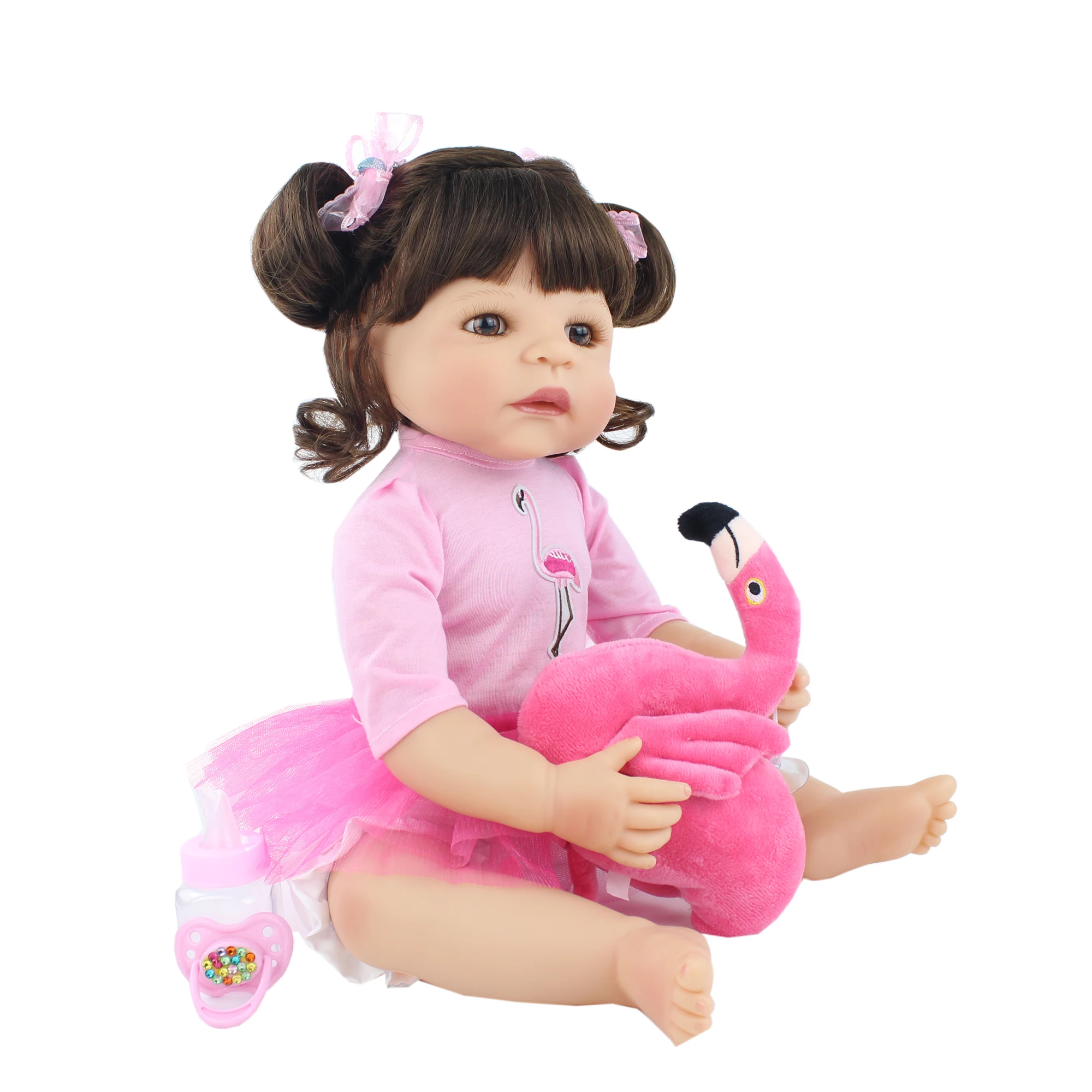 55 см полный Силиконовый Reborn Baby Doll игрушка для девочек новорожденных розовое платье Принцесса малыш живые Младенцы реалистичные Bebe классические Boneca