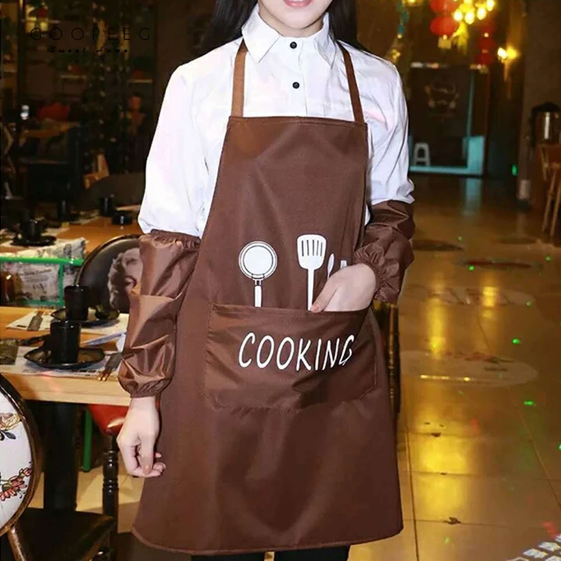 1Pcs Striped Waterproof Polyester Apron Woman Adult Bibs Home Cooking Baking Coffee Shop Cleaning Aprons Kitchen Accessory