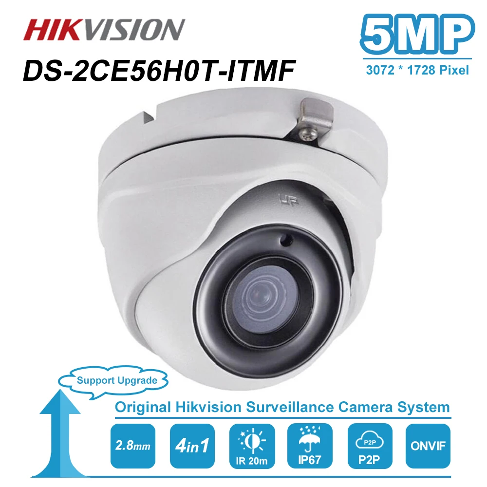 Genuine Hikvision 5MP Dome Camera DS-2CE56H0T-ITMF with IR 2.8mm lens 2pcs/Pack 
