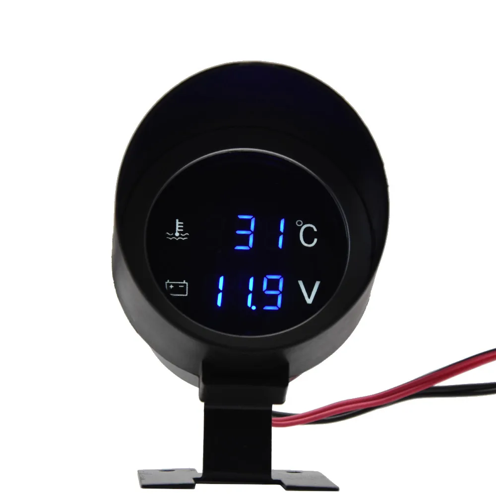 2 in 1 Motorcycle Instruments Thermometer Water Temperature Meter Gauge 10mm Sensor LCD display Backlight Accessories Voltmeter