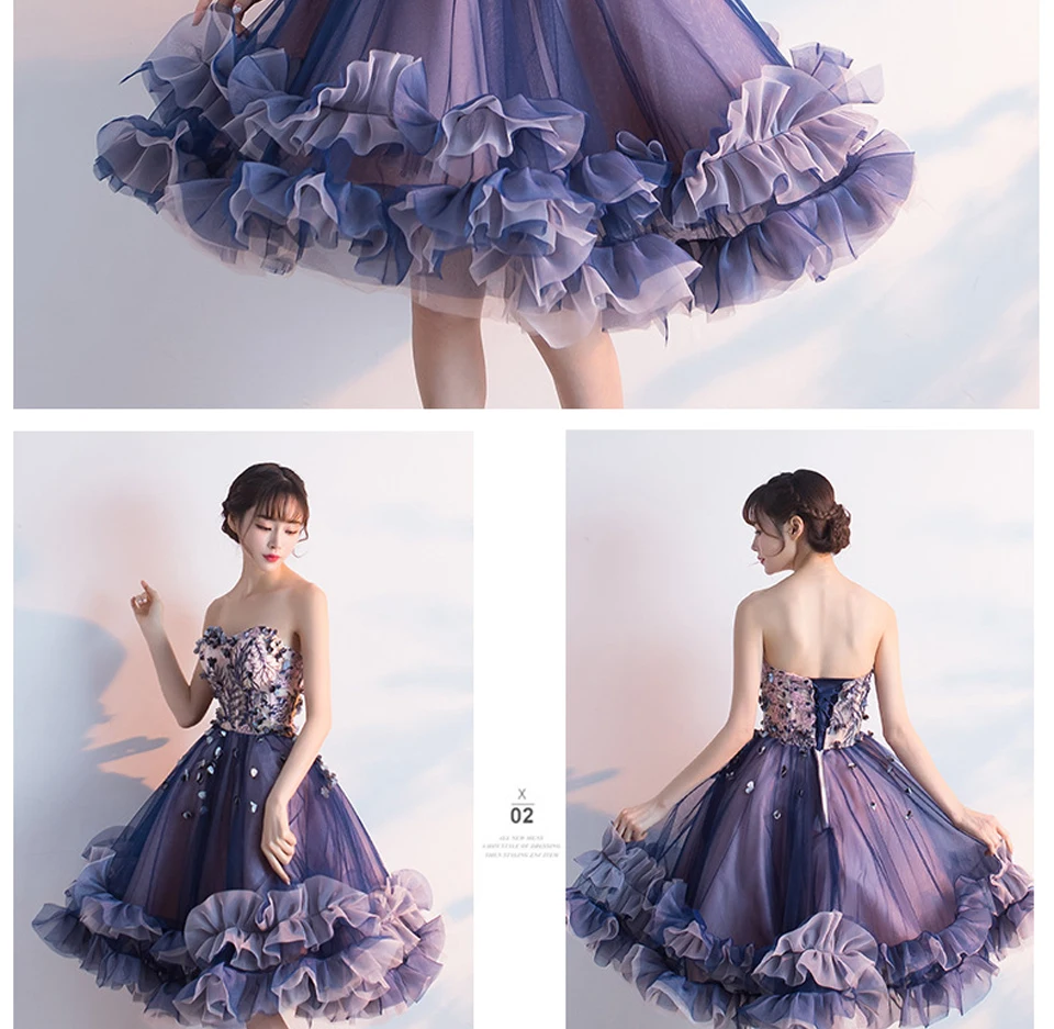 LAMYA фиолетовое милое короткое вечернее платье женское бальное платье для выпускного вечера с аппликацией размера плюс вечерние платья vestido