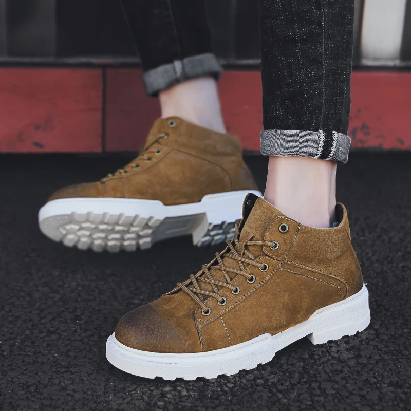 

New Men shoes Winter Men's Leather Boots OutDoor Working Safety shoes lace-up boots Thickened sole for puncture prevention *8661