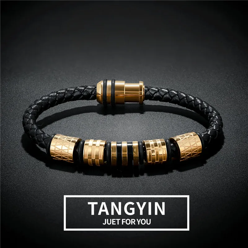 Браслет мужской из нержавеющей стали в стиле панк TANGYIN плетеный браслет с