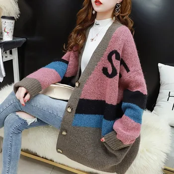 

New Women's sweater Long Letter Printing Fashion Loose Fashion Casual Korean Version Of The knitted Comfortable And Breathable