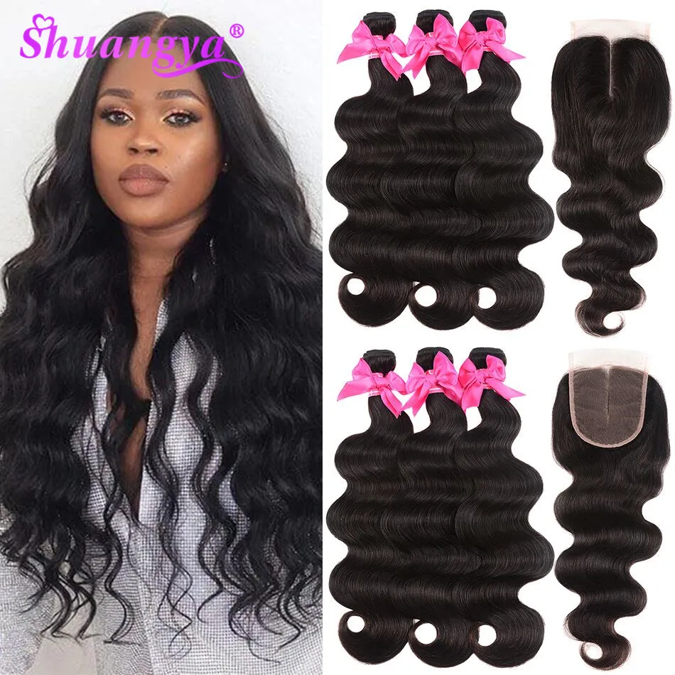 Brazilian Body Wave Bundles With Closure 100% Human Hair Bundles With Closure 3/4 Bundles With Closure Remy Hair Extension