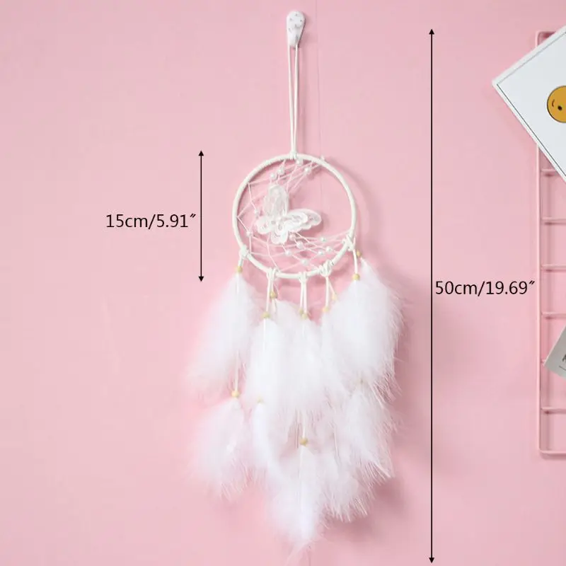 Wind Chimes Handmade Indian Dream Catcher Net with Feather Butterfly Wall Car Bedroom Decor Hanging Ornament