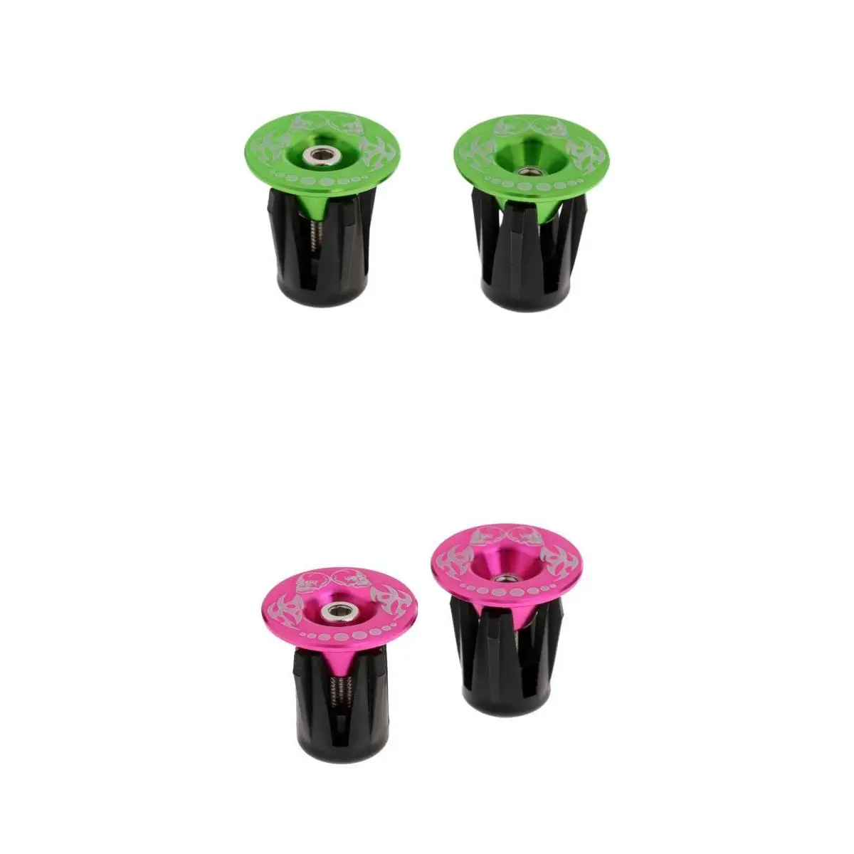 

2 Pairs MTB Bicycle Handlebar Grips Cap Bike Push-in Handle Bar Caps Green, Rose Red Precision CNC Machined