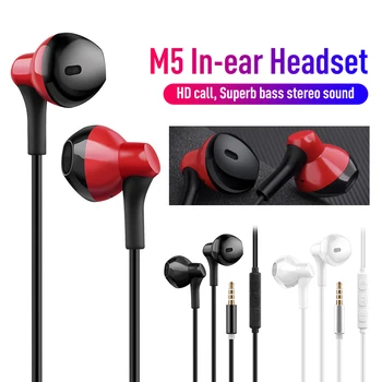 

3.5mm Wired Stereo Bass Headset With Microphone In-ear Subwoofer Noise Reduction M5 Earphone For Xiaomi For IPhone