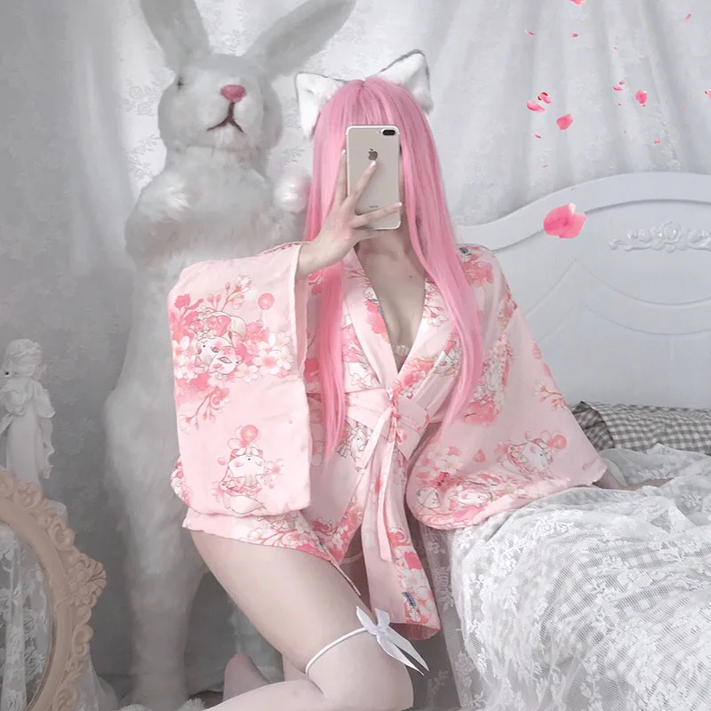 Women Lingerie Women Lingerie Set Women Cosplay Costume Girl Sexy Lingerie Nightgowns Clothes Party Kimono Dress Woman Sakura Japanese Style Geisha Costume Sexy Bathrobe Yukata Pajamas