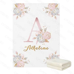 LVYZIHO – couverture molletonnée personnalisée pour bébé, avec motifs de lettres florales, pour garçon et fille, 30x40 / 48x60 / 60x80 pouces 