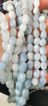 

16inch strand Genuine Real Aquamarine-Beryl Natural Indian Mines, 8-20mm Egg drum Nuggets freeform loose beads for necklace