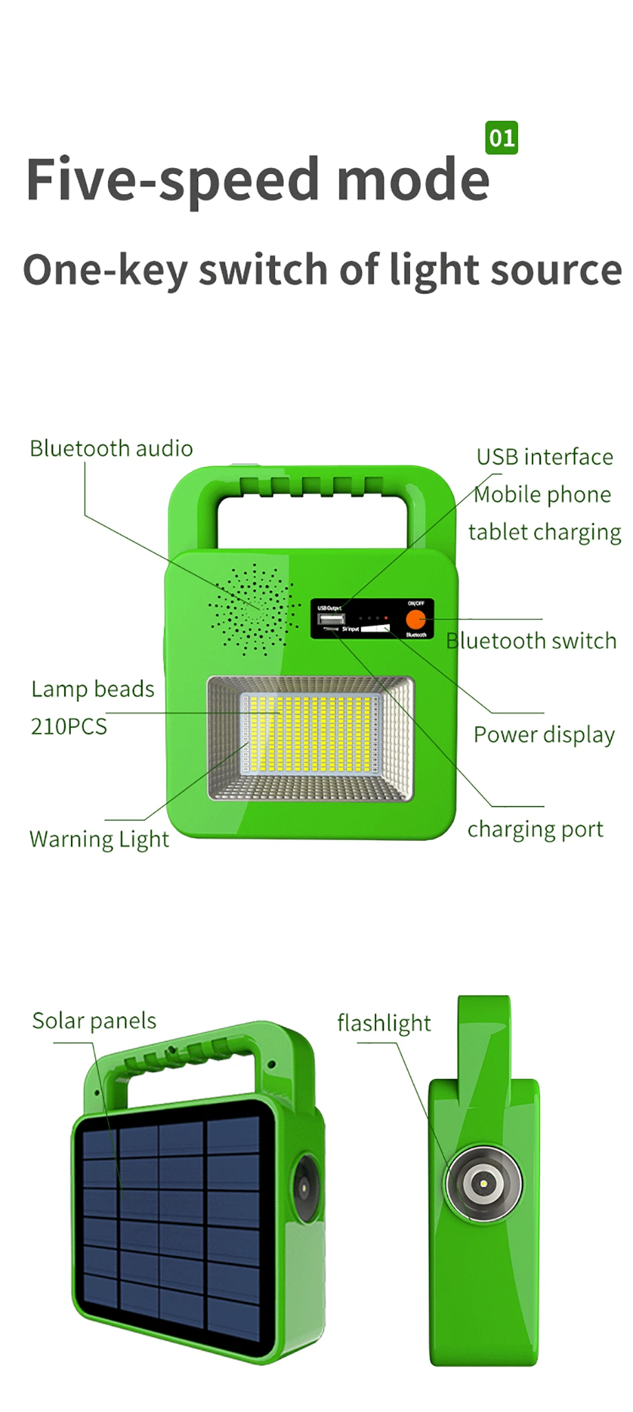 Solar Lantern Outdoor Light Emergency Light Multifunctional Music Lantern Warning Light Home Camping Stand  USB Handheld Spotlig solar led lights outdoor