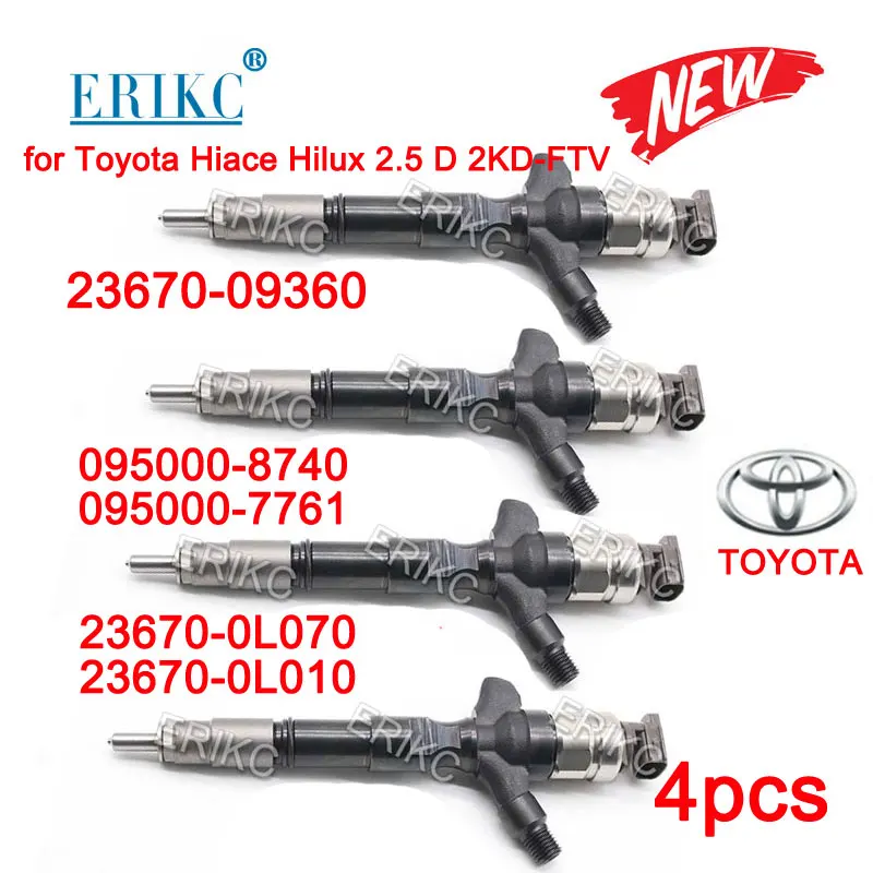 

Инжектор 2KD-FTV 23670-09360 для инъекции DENSO Diesel TOYOTA HILUX 23670-0L070 095000-8740 095000-7761 HIACE V2.5 D4D, 4 шт.