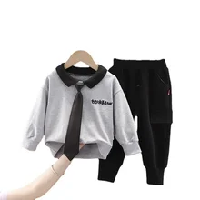 Nuevo otoño ropa de bebé niños traje de los niños de moda Pantalones de Camiseta de algodón de 2 unids/set primavera niño traje Casual niños ropa deportiva