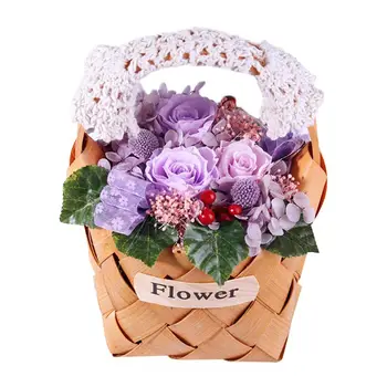 

Mixed Preserved Fresh Flowers with Bamboo Basket for Wedding Party Birthday H4GD