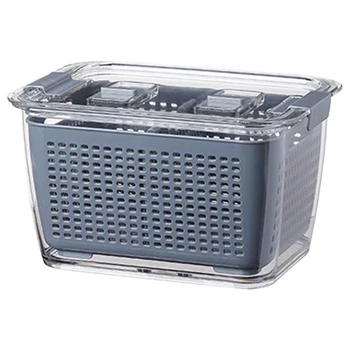 

Multifunctional Storage Box Refrigerator With Lid Foldable Partitions Drainage Kitchen Removable Food Container Sealed Cleaning