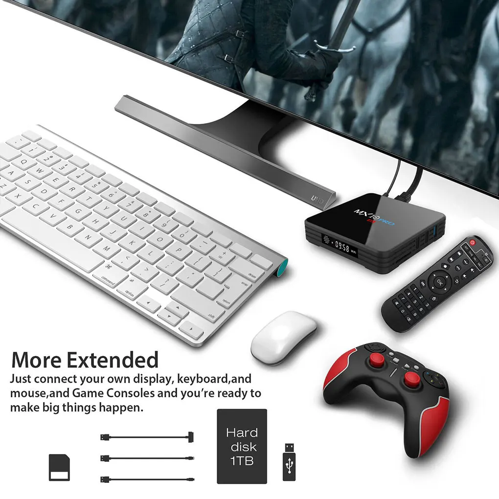 MX10 Pro 4+32GB Android 7.1 Smart TV Box Media Player RK3328 Quad Core Wifi Bluetooth