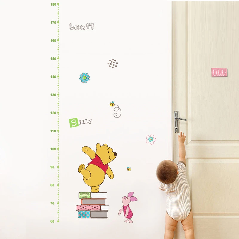 Cartoon Winnie the pooh bear wall sticker for kids room living room bedroom wall decoration kids gift door sticker 