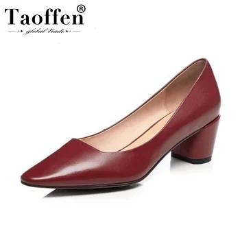 

Taoffen 2020 Real Leather Pointed Toe Pumps Women Simple Fashion New Spring Office Woman High Heels Shoes Woman Party Size 34-40