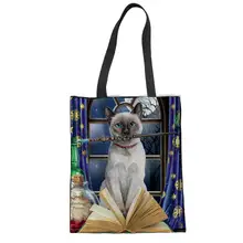 Сумки из холщовой ткани с принтом кота Карла, женские сумки через плечо, повседневные женские сумки для покупок