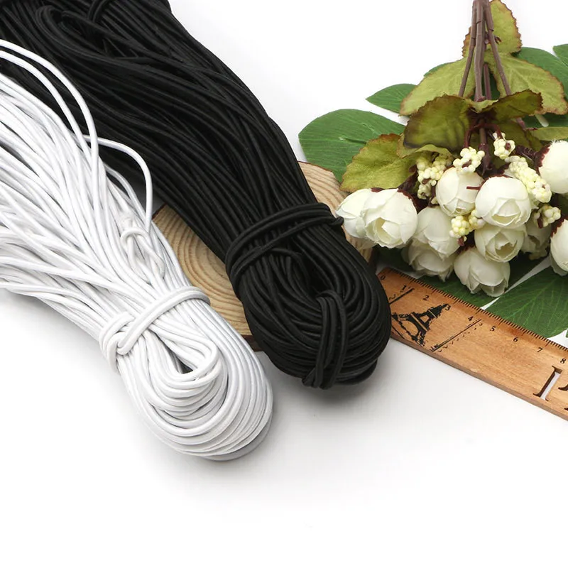 Черно-белая высококачественная круглая эластичная повязка 1 мм-5 мм круглая эластичная веревка эластичные резинки линия DIY Швейные аксессуары 5 метров
