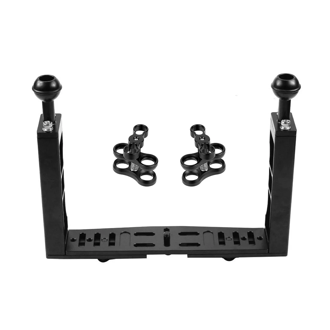 

PULUZ PU3040 Diving Photography Dual Handle Aluminium Alloy Metal Tray Stabilizer with Dual Ball Clamp for DSLR Action Camera