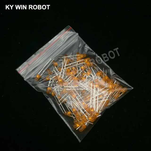 100pcs 3mm LED Diode 3 mm Assorted Kit White Green Red Blue Yellow Orange Pink Purple Warm white DIY Light Emitting Diodes 100pcs Orange