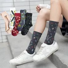 Женские носки в ретро-стиле; Новинка года; сезон осень-зима; модные хлопковые дышащие дезодорирующие носки с цветочным принтом для женщин