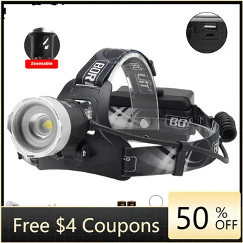 

[BEST SELL]5000LM XM-L2 LED Headlamp 3-Mode Zoom Headlight Rechargeable Power Bank Head Torch Fishing Hunting Flasglight