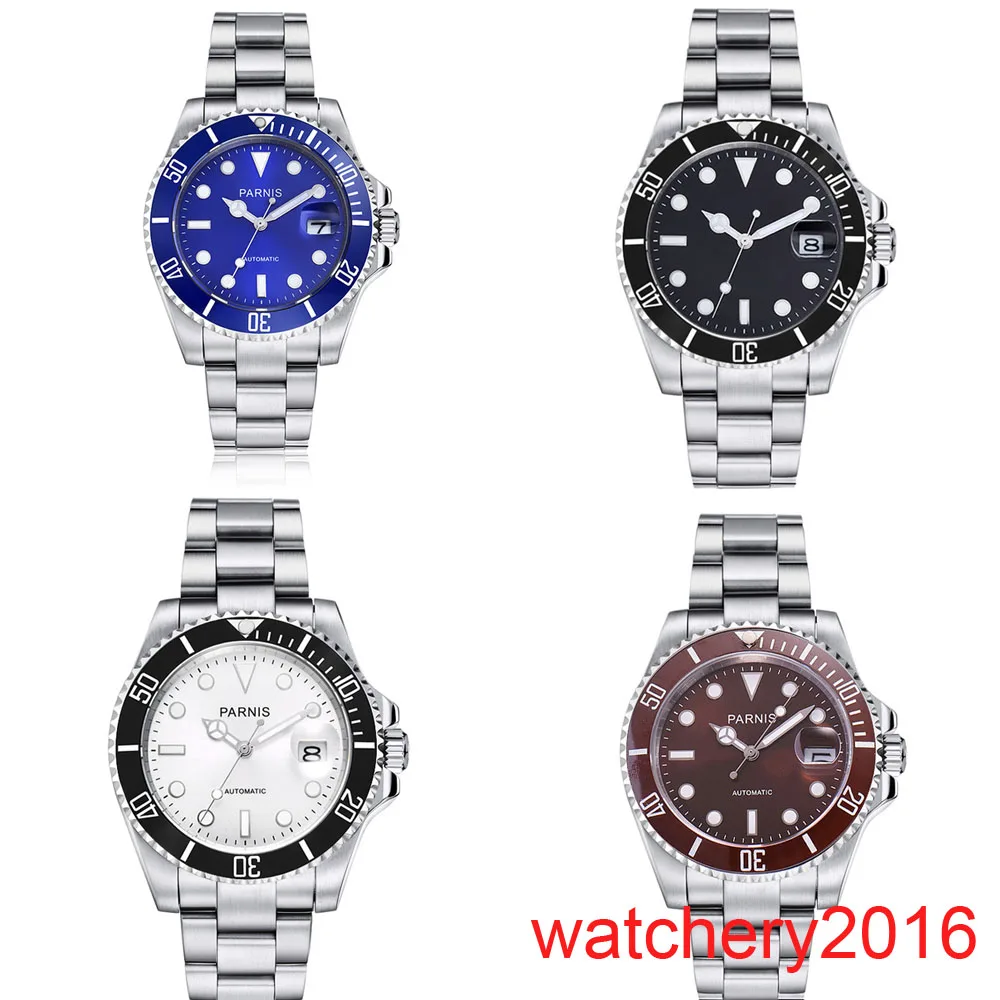 Parnis 40Mm Lunetta Rossa Orologio Meccanico Automatico Da Uomo Orologio Da Sub In Ceramica Data Acciaio Zaffiro Movimento Orologi Da Uomo Zegarki Mes