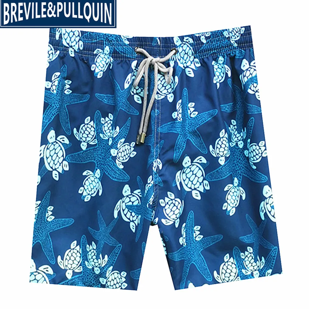 P Бренд бермуды Brevile pullquin, мужские пляжные плавки, мужские пляжные шорты с черепашками, мужские плавки для взрослых, шорты с попугаем - Цвет: P