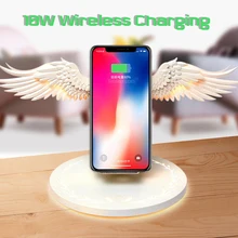 Qi Беспроводная зарядная док-станция 10 Вт ангельские крылья 3,0 быстрое зарядное устройство Тип C для iPhone XR XS 8 Plus Sansung S10 Plus Note10+ Hauwei P30 Pro