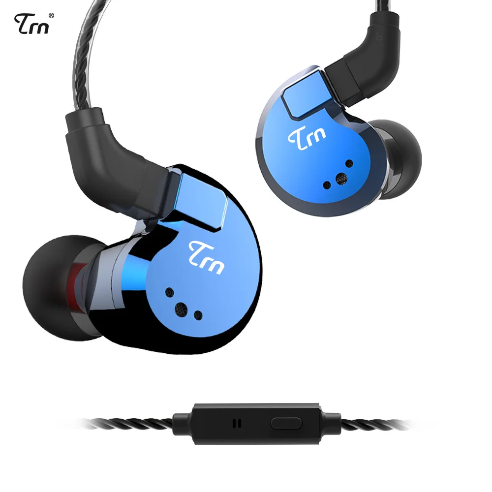 blue with mic TRN V80 2BA+ 2DD гибридные металлические наушники-вкладыши HIFI DJ Monito спортивные наушники для бега ушные наушники гарнитура съемный кабель AS10 \ T2 \ V30 - Цвет: blue with mic